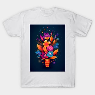 Abstract beautiful flowers on a dark background. T-Shirt